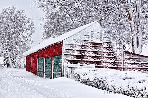 Snowy Red Garage_33874.jpg - Photographed at Smiths Falls, Ontario, Canada.